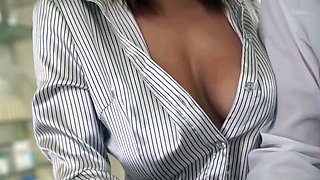 Massive cumshot on her big boobs