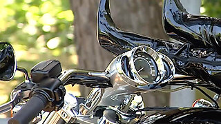 This Beautiful Biker Shows You the Curves of Her Body and Those of Her Motorbike