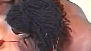 Hot Black Pussy in Fishnet Stockings Assfucked by a Big Black Cock