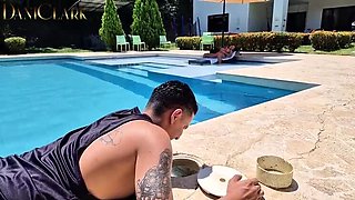 Pool boy fucks his busty boss outdoors - Dani Clark & Alejandra Palacios