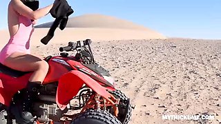 Showing amazing ass in the desert then picking up lucky dude for dick