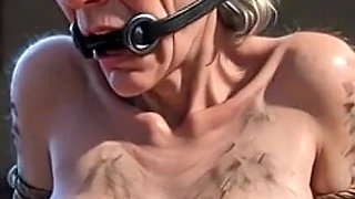 90 Year Old Granny with Hairy Pussy in Bondage - Desperate for Big Cock Creampie