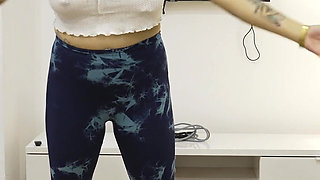 Yoga Training Warmup Jumping Jacks Skipping Rope Big Tits