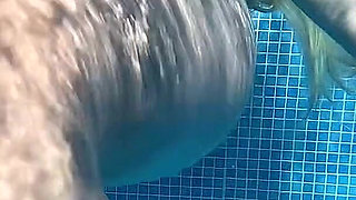 Nude Pool Tease and Masturbation While He Watches
