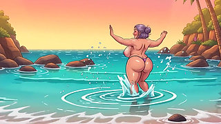 Topless Chubby Matures at Beach