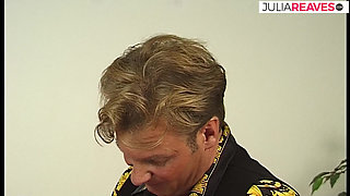 Hot milf eats cum after riding a massive cock on the seat