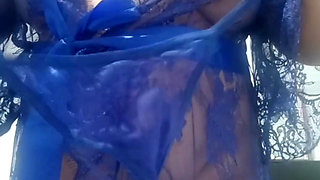 Sexy Filipina Milf, In A Sexy Blue See Through Dress & Sucking Her Big Nipples