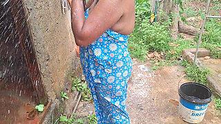 Hot Step Mom Bathing Outdoor