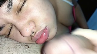 Blowjob asmr, ebony facial, eating cum