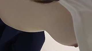 Miniskirt Student Uniform Girl's Room Cleaning, Slender but Natural Tits Japanese Girl Cleaning in No Bra and Thong Panties