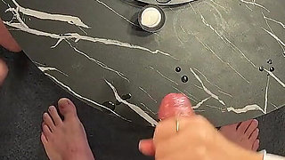 Cum Challenge Threesome CFNM for Christmas and Fun with Balls Playing and Accidental Ruined Orgasm