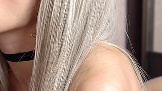 Hot Blonde in Glasses Happily Sucks Big Cock and Swallows Cum