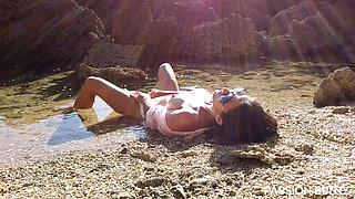 Cute Wife Fingering on Sea Beach