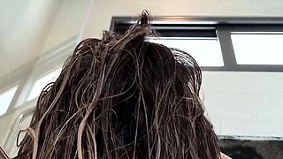 fucked a cute beauty with a small hole in the shower