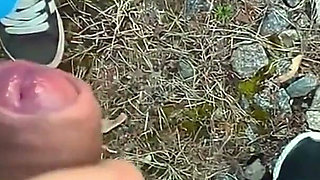 Goth Doll in the Middle of Nature Sucking Cock BJ Outdoors