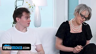 Busty mature blond eventually gets the dual stuffing she has been dreaming about for years