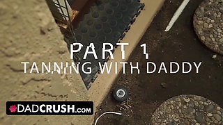 DadCrush - Sexy fit babe lets her stepdad move her panties and finger fuck her outdoors by the pool