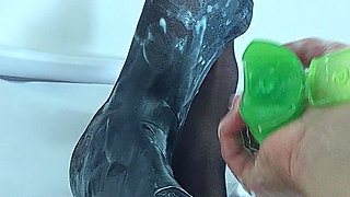 BLACK PANTYHOSE WITH LOTS OF COSMETICS