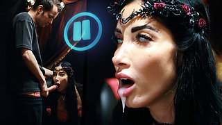 Hot MILF Swallowing Cum - Big Boobs Brunette Facefucked In Time Stop Freeze Porn