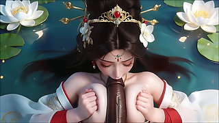A Chinese Ancient Costume Fairy Passionate Encounter with Her Lover, but Was Suddenly Surrounded - Ai Generated