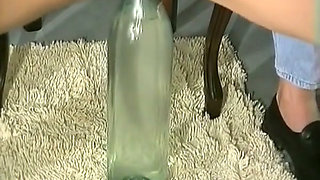 Blondie From Germany Tries to Pu Huge Bottle Down Her Pussy