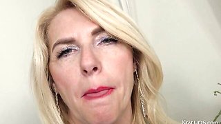 Spicy as hell blonde Liza Luxure is fucking with her lovely dildo