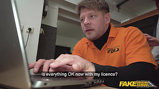 Redhead gets fucked at the driving school office - Fake Driving School