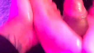 Footjob with Hot MILF Kathy_lee, Full of Oil and Spanking with Latin Boy's Big Cock Full of Pleasure.