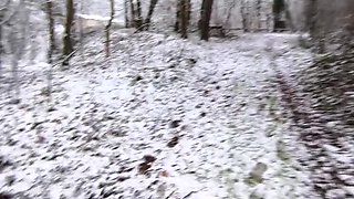Bouncing Tits Slapped Hard in Snowy Public Play