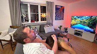 Hot milf is having some nice and cozy time in the sofa