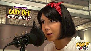 Her narrow, warm, greasy Wet Pussy squelches as she cums in missionary - faux hostel