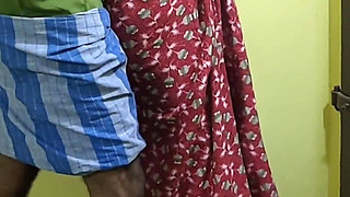 Mature Maid Is Bending Over and Cleaning the House When a Young Bull Touches Her and Has Sex with Her, Her Moan in Pleasure.