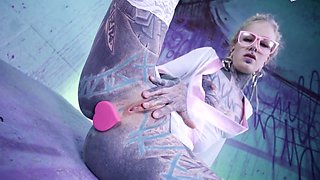 Tattood Girl With Glasses And Buttplug Fucks A Tattooed Dick, Dp, Facial - Lily Lu