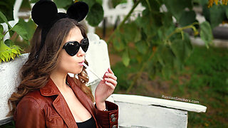 Sensual Russian Angel Smoking Cigarette in Sunlight