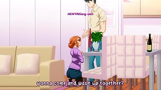 Big cock teenager washes and fucks his eager young MILF wife right on the slippery bathroom floor