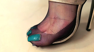 Poor Tiny Slave Under My Nylon Toe