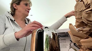 Hungry mature blonde with big boobs seduces man
