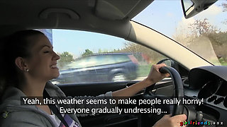 Girlfriends XXX - Sunday Drive Turns Into a Pussy Eating Competition