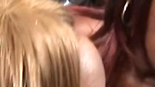 Big Tits Black Horny Sluts Miss Simone and Lady Snow Deepthroat a Big Black Cock.