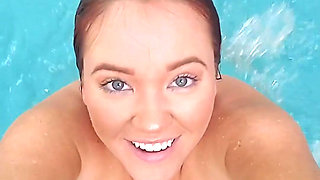 Naked Pool Fun in Slo-mo These Boobs Make Quite the Splash Don't They?
