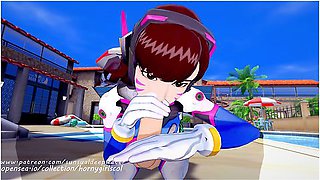 D.va Covered In Cum! Overwatch 3d Hentai With Gamer Girl