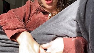 Busty brunette solo masturbation