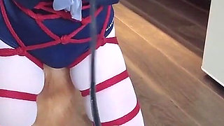 Mz31 - a Girl Tied and Suspended by a Red Rope Reaches Orgasm.
