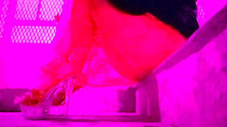 Italian Sexy Milf Artemisia Love outdoor smoking session wearing high heels