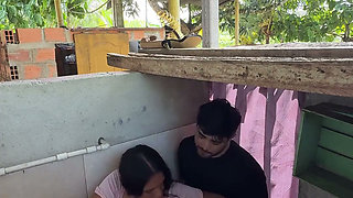 Horny Stepsister Calls Her Husband's Stepcousin From the Bathroom to Have Him Fuck Her