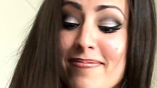 Hot brunette foot fetish play