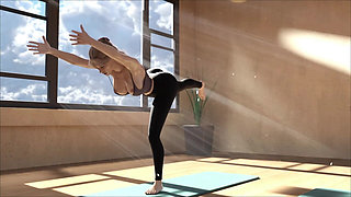 Big Boob Girl Doing Yoga and Her Nipples Slips