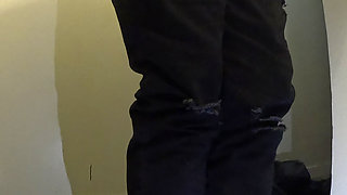 Flooding black jeans and socks with pee while brushing teeth