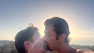 Hiding at first, then exposing ourselves naked and cumming on a Spanish beach