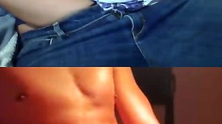 Chubby teen with glasses helps big cock cum on chat